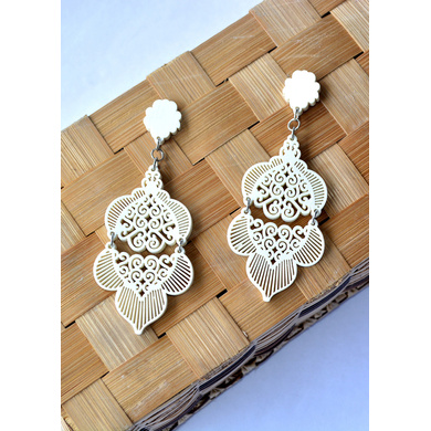 Regal Crown Wood Earrings-CWE0000012