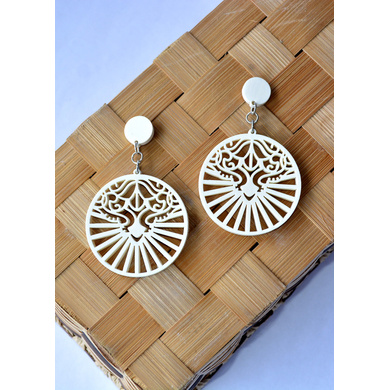 Royal Mystique Wood Earrings-CWE0000015