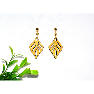 Birch Leaf Wooden Earrings-CWE0000007