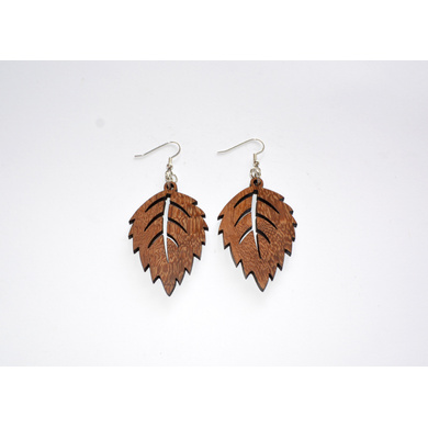 Rose Leaf Wood Earrings-CWE0000047