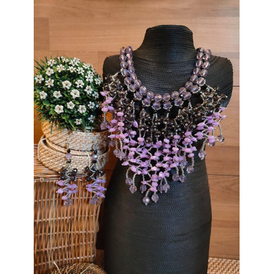 Handmade Cleopatra Beaded Statement Necklace and Earrings Set-CSN0000005-3