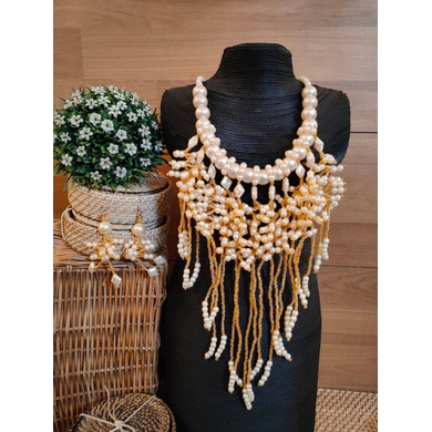 Handmade Cleopatra Beaded Statement Necklace and Earrings Set-CSN0000005-9