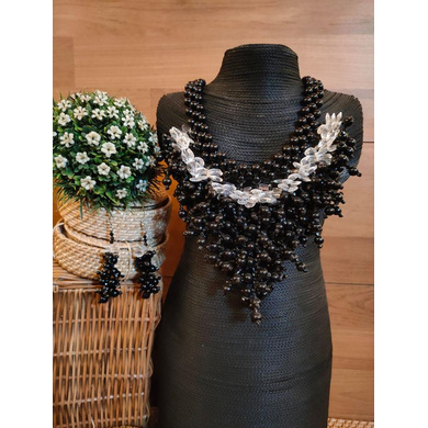 Handmade Cleopatra Beaded Statement Necklace and Earrings Set-CSN0000005-10