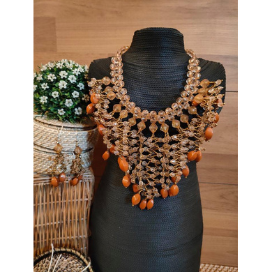 Handmade Cleopatra Beaded Statement Necklace and Earrings Set-CSN0000005-14