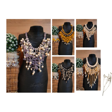 Handmade Cleopatra Beaded Statement Necklace and Earrings Set-C001-1