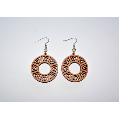 Geometric Circle Wood Earrings-CWE0000027