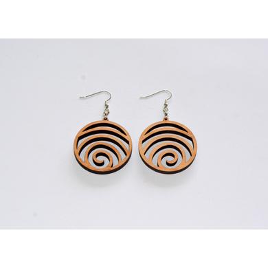 Ocean Wave Wood Earrings-CWE0000034