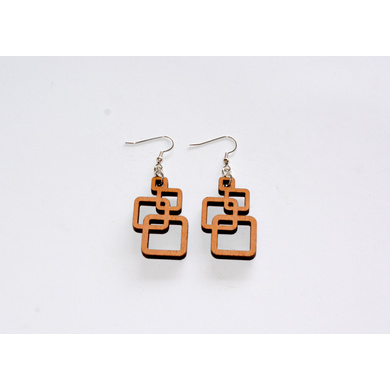 Connecting Squares Wood Earrings-CWE0000032