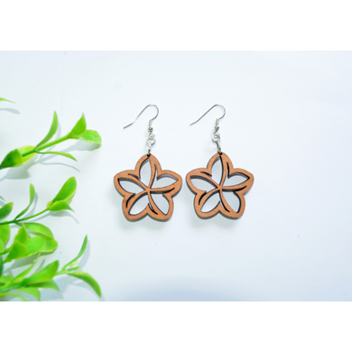 Pretty Plumeria Wood Earrings-CWE0000042