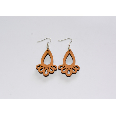 Peacock Bloom Wood Earrings-CWE0000043