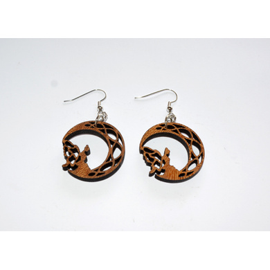 Lady of the Moon Wood Earrings-CWE0000054