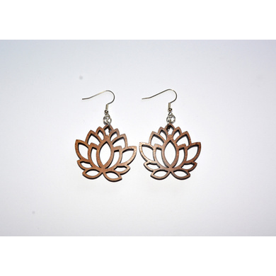 Lotus Flower Wood Earrings-CWE0000049