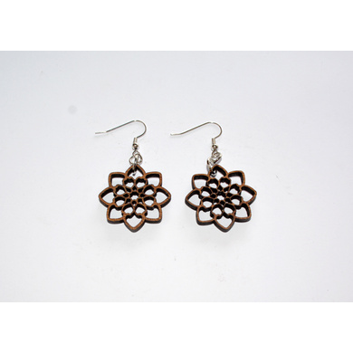 Mandala Flower Wood Earrings-CWE0000050