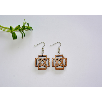 Double Hourglass Wood Earrings-CWE0000055