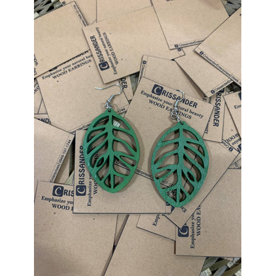 Jackfruit Leaf Wood Earrings-CWE0000056-3