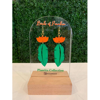 Birds of Paradise Wood Earrings-CWE0000061