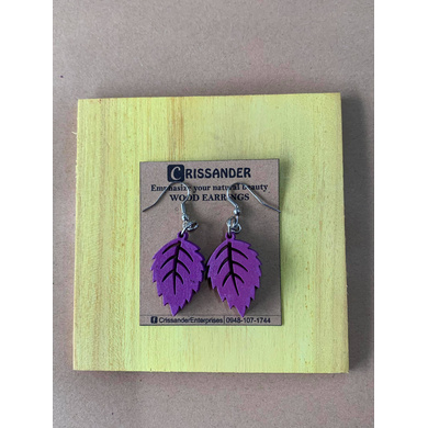 Rose Leaf Colored Wood Earrings-CWE0000070-3