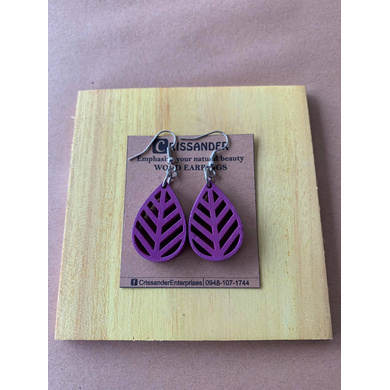 Mint Leaf Colored Wood Earrings-CWE0000072-4