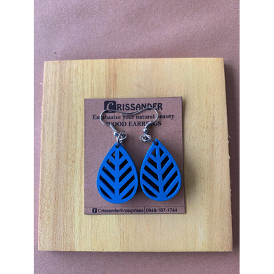 Mint Leaf Colored Wood Earrings-Purple-2