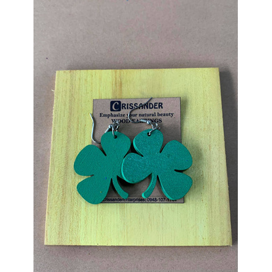 Lucky Clover Colored Wood Earrings-CWE0000073